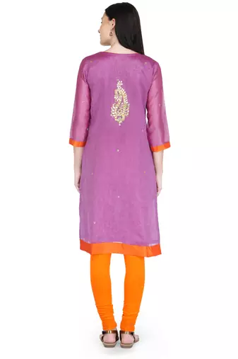 Purple Gota Embroidery Kurta