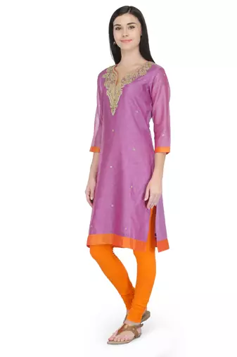 Purple Gota Embroidery Kurta