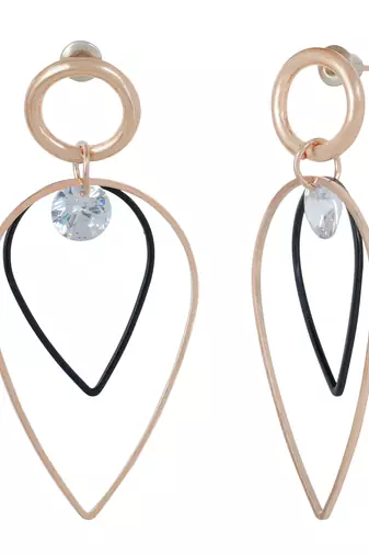 Gold Plated CZ Long Bar Leafe Hoop Dangle Drop Earrings for Girls and Wo 