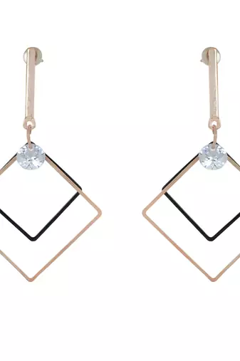 Square Arc Earrings | Gold-Plated Figure Geometric Dangle | Hypoallergenic Lightweight Jewelry for Wo 