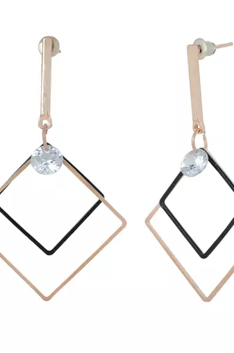 Square Arc Earrings | Gold-Plated Figure Geometric Dangle | Hypoallergenic Lightweight Jewelry for Wo 