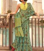 Green Tissue Banarasi Printed Saree And Rich Pallu Saree With Blouse For Women