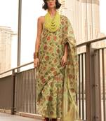 Yellow Tissue Banarasi Printed Saree And Rich Pallu Saree With Blouse For Women