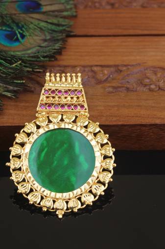 Kerala style gold plated palakka pendant
