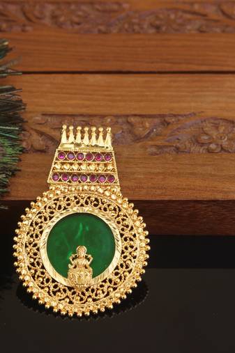 Kerala style gold plated temple palakka pendant