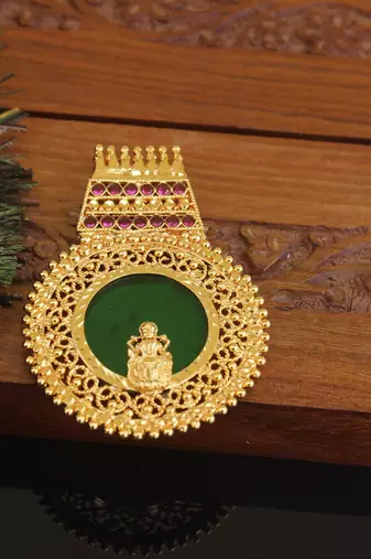 Kerala style gold plated temple palakka pendant