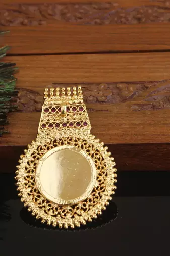 Kerala style gold plated temple palakka pendant