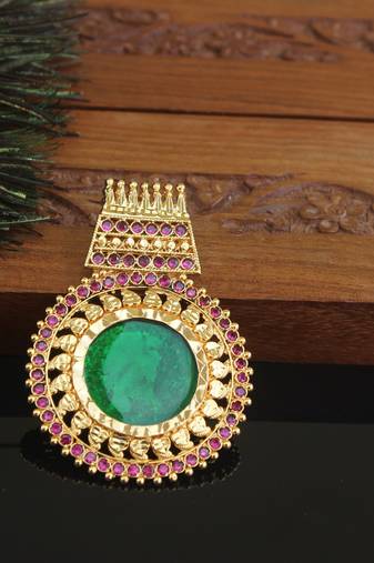 Kerala style gold plated palakka pendant