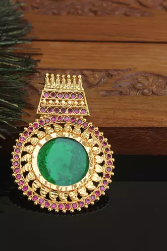 Kerala style gold plated palakka pendant