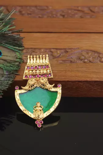 Kerala style gold plated temple palakka pendant