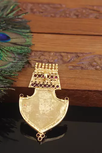 Kerala style gold plated temple palakka pendant