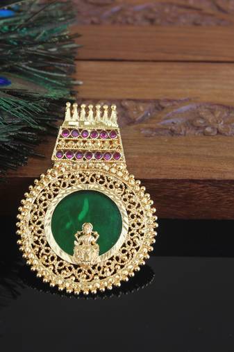 Kerala style gold plated temple palakka pendant