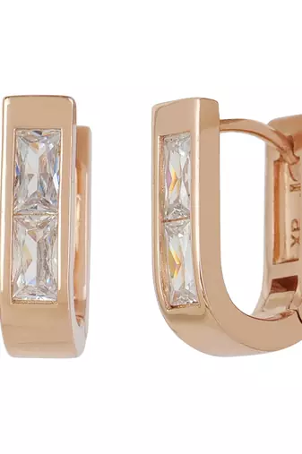 Rose Plated Trendy Bali Huggie Earrings For Wo  And Girls