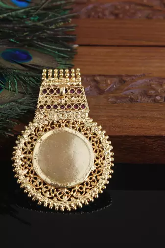 Kerala style gold plated temple palakka pendant