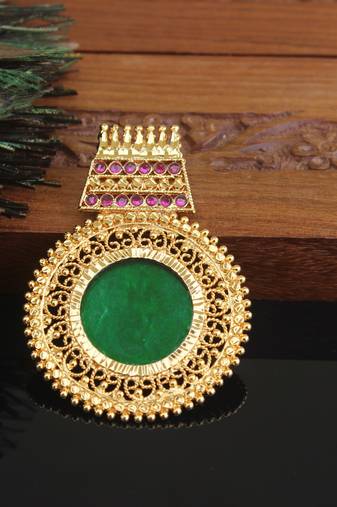 Kerala style gold plated palakka pendant