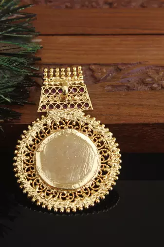 Kerala style gold plated palakka pendant