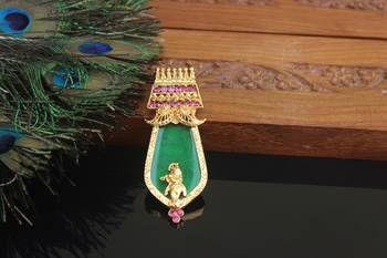 Kerala style gold plated krishna palakka pendant 1