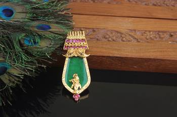 Kerala style gold plated krishna palakka pendant 2
