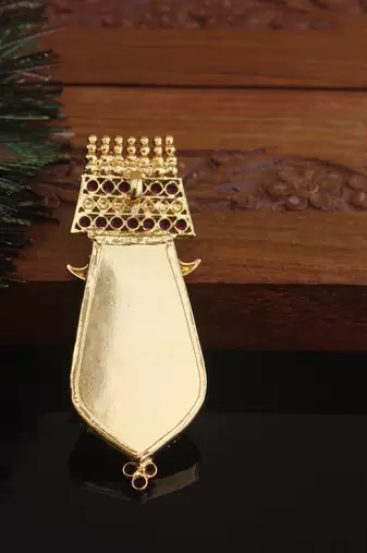 Kerala style gold plated krishna palakka pendant