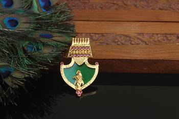 Kerala style gold plated krishna palakka pendant 1