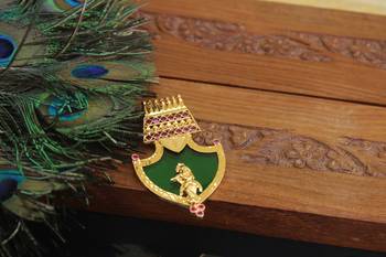 Kerala style gold plated krishna palakka pendant 2