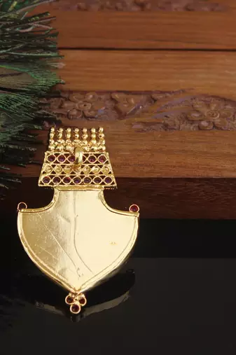 Kerala style gold plated krishna palakka pendant