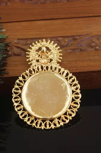 Kerala style gold plated temple palakka pendant