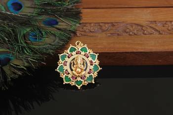 Kerala style gold plated ganesha palakka pendant 1