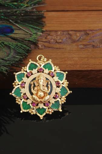 Kerala style gold plated ganesha palakka pendant