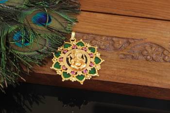 Kerala style gold plated ganesha palakka pendant 2