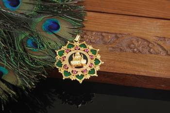 Kerala style gold plated lakshmi palakka pendant 2