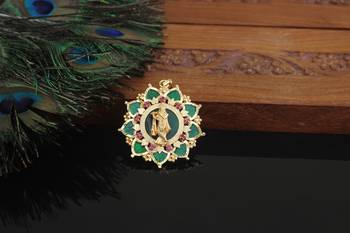 Kerala style gold plated krishna palakka pendant 1
