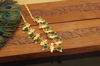 Kerala style gold plated dasavathar necklace 3