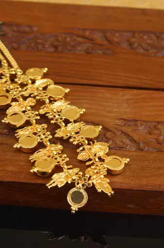Kerala style gold plated dasavathar necklace