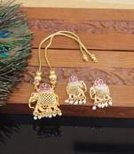 Kerala style gold plated elephant necklace set