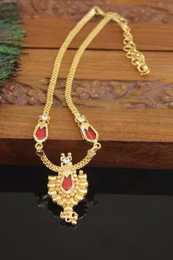 Kerala style gold plated palakka necklace