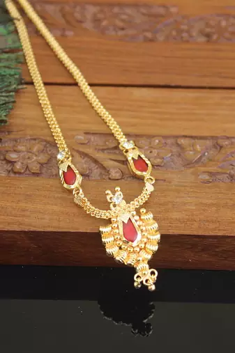 Kerala style gold plated palakka necklace