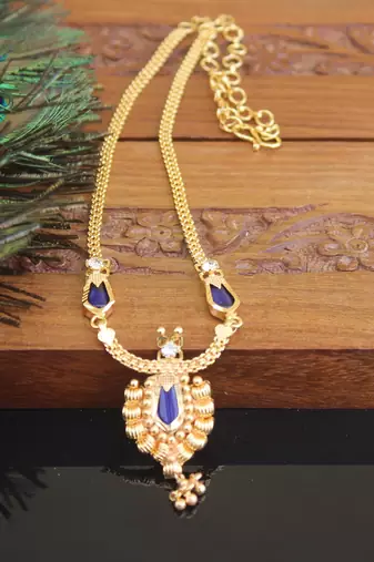 Kerala style gold plated palakka necklace