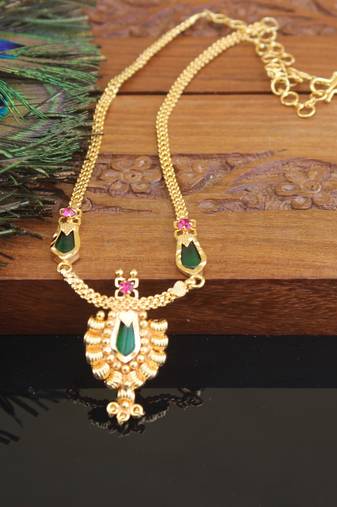 Kerala style gold plated palakka necklace