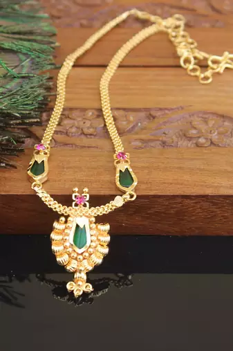 Kerala style gold plated palakka necklace