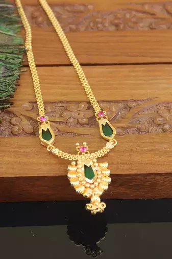 Kerala style gold plated palakka necklace