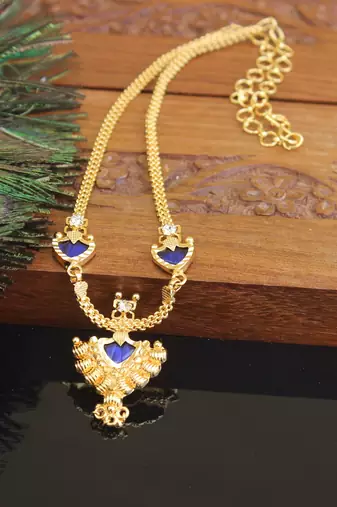 Kerala style gold plated palakka necklace