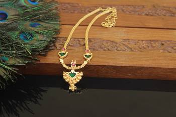 Kerala style gold plated palakka necklace 2