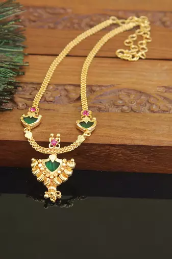Kerala style gold plated palakka necklace