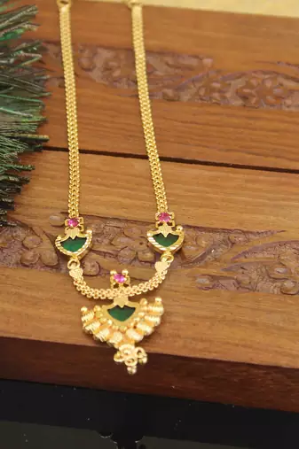 Kerala style gold plated palakka necklace