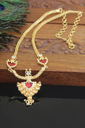 Kerala style gold plated palakka necklace