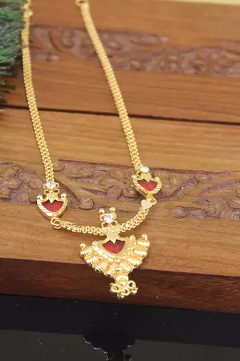 Kerala style gold plated palakka necklace