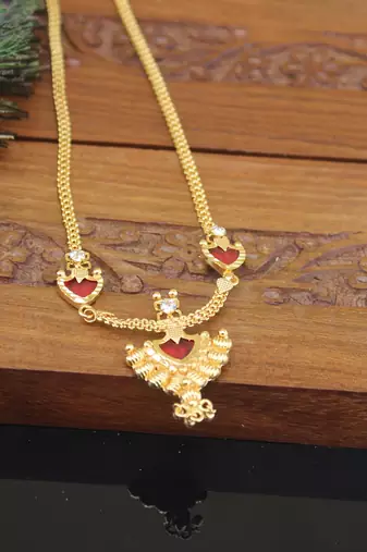 Kerala style gold plated palakka necklace