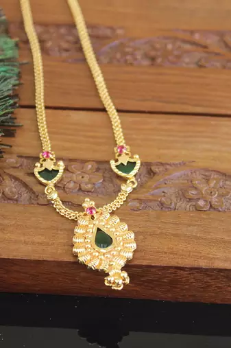 Kerala style gold plated palakka necklace
