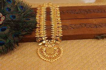 Kerala style gold plated temple coin necklace 1